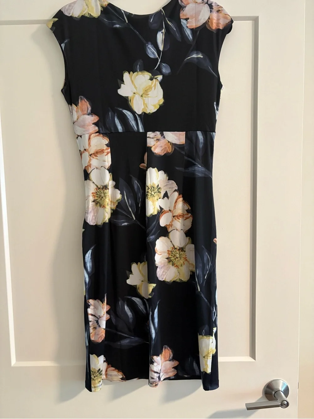 Catherine Malandrino Blue Midi Dress with Cream and Pink Floral Print - Picture 5 of 5